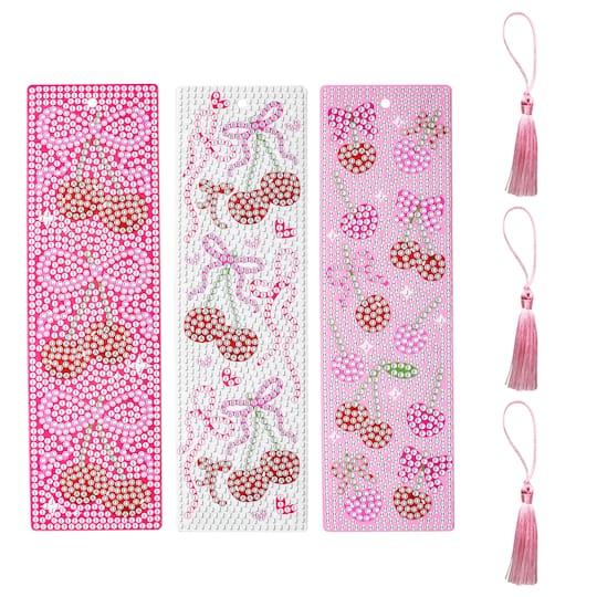 Cherries 3-Piece Diamond Art Bookmark Kit by Make Market®